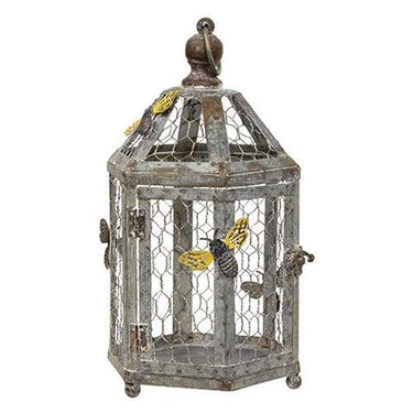 2 Set Rustic Bee Metal Birdcage w Chicken Wire - The Fox Decor